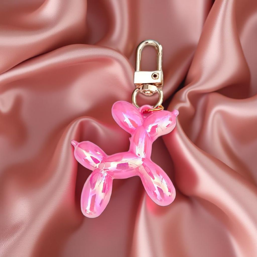 Stylischer Luftballonhund-Schlüsselanhänger – Verspieltes Pink mit glänzendem Finish
