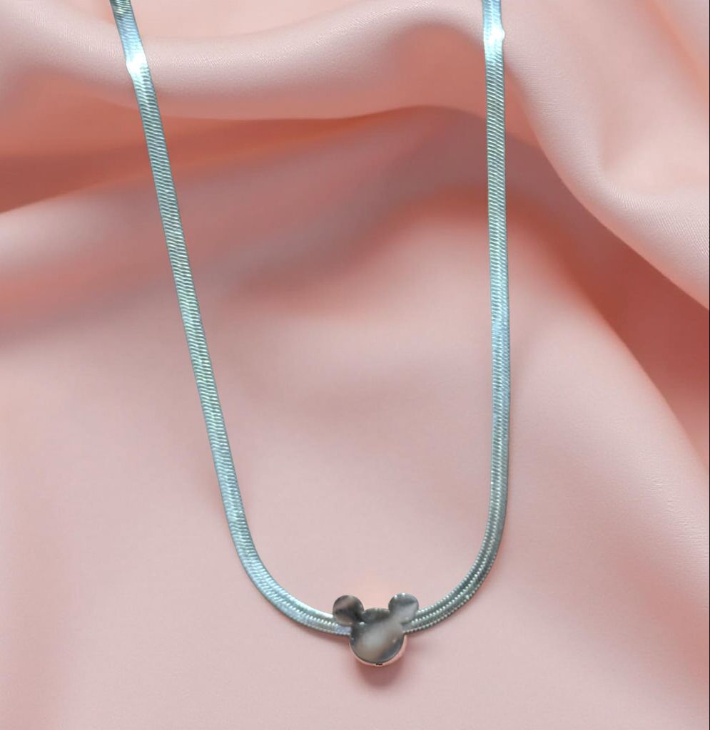 Playful stainless steel necklace with Mickey Mouse pendant
