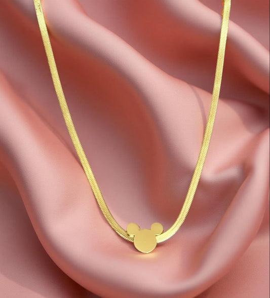 Playful stainless steel necklace with Mickey Mouse pendant